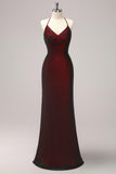 Mermaid Black Red Halter Appliqued Long Formal Dress