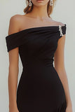 Black Bodycon Off the Shoulder Mini Cocktail Dress