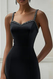 Black Satin Bodycon Short Cocktail Dress