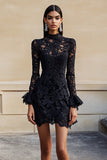 Black Bodycon Short Lace Cocktail Dress