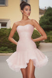 Sparkly Pink Sweetheart Mini Homecoming Dress