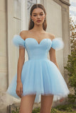 Sky Blue Tulle A Line Homecoming Dress