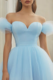 Sky Blue Tulle A Line Homecoming Dress