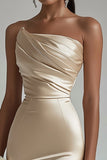 Champagne Strapless Ruched Bodycon Short Cocktail Dress
