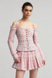 A Line Short 2-Piece Pink Work Dress