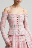 A Line Short 2-Piece Pink Work Dress