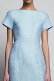 Knee-Length Sheath Bateau Sky Blue Work Dress