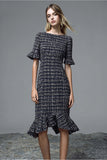 Bateau Mermaid Black Work Dress