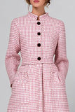 Pink A Line High Neck Midi Work Dress