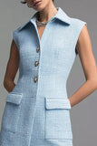 Short Bodycon Collar Sky Blue Work Dress