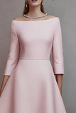Off the Shoulder A Line Pink Work Dress