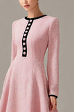 Pink A Line Bateau Midi Work Dress