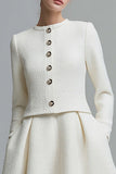 Ivory A Line Round Neck Midi Work Dress