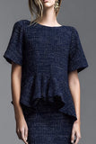 Navy Boat Neck 2-Piece Mermaid Work Dress