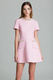 A Line Short Pink Work Dress with Beading
