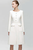 A Line Knee-Length Ivory Work Dress with Belt