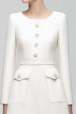 A Line Knee-Length Ivory Work Dress with Belt