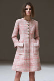 Pink A Line Round Neck Short Work Dress