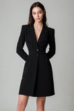 Black Notched Lapel Single Breasted Short Blazer Dress