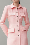Pink Collar Neck Pencil Short Work Dress