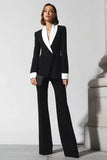 2 Piece Black Flare Leg Shawl Lapel Business Suits
