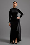 Black Velvet High-Low Formal Dress