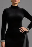 Black Velvet High-Low Formal Dress