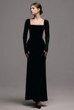 Velvet Black Long Sleeves Sheath Formal Dress