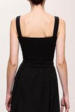 Black Sheath Ruched Straps Long Evening Dress