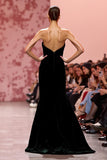 Mermaid Black Velvet Strapless Long Holiday Party Dress