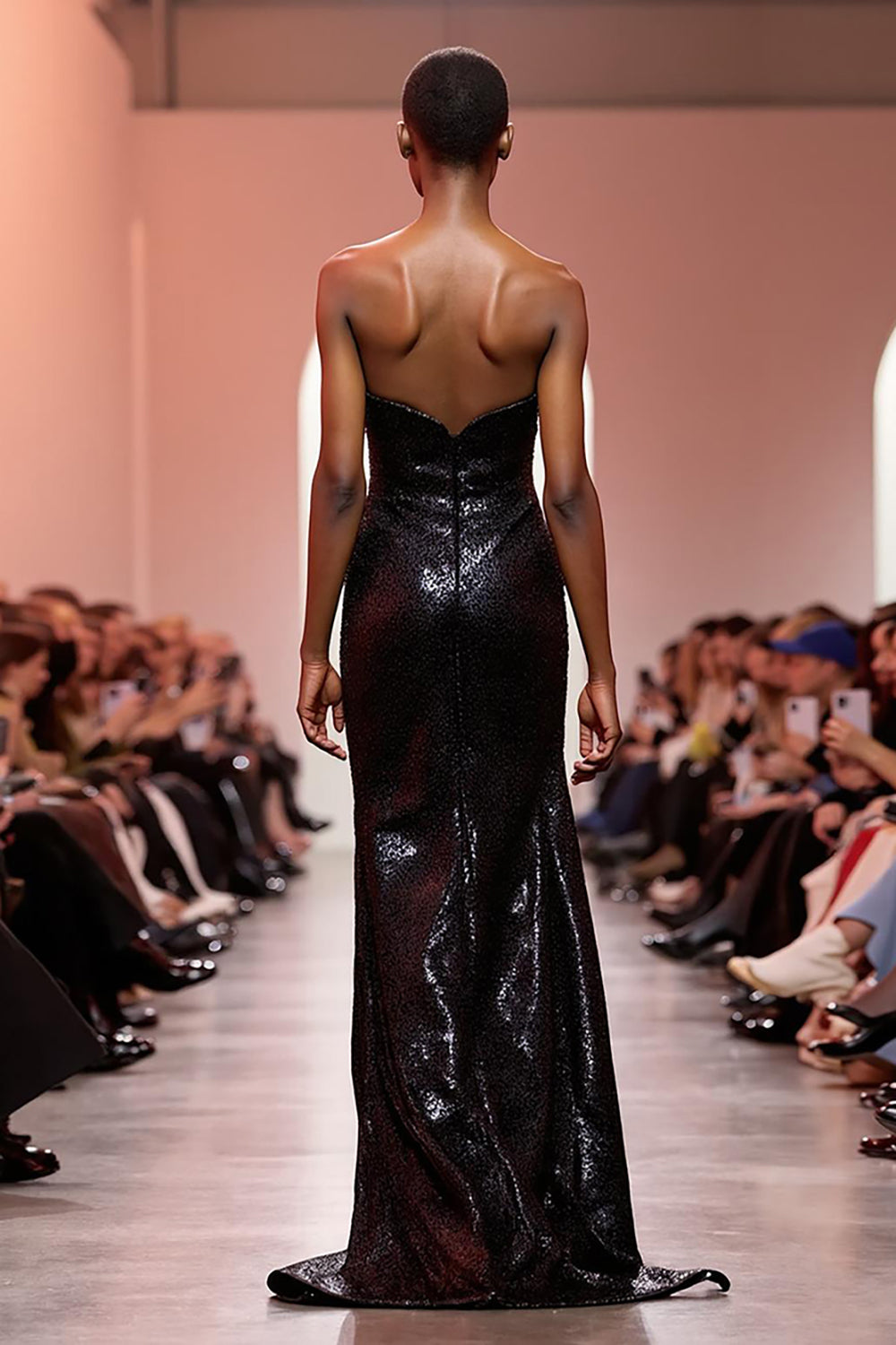 ZAPAKA Women Sparkly Evening Dress Sequins Black A-Line Strapless