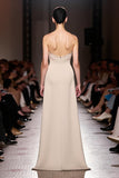 Strapless Ivory A-Line Satin Long Evening Dress with Slit