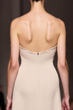 Strapless Ivory A-Line Satin Long Evening Dress with Slit