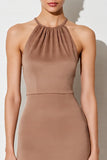 Desert Rose Halter Sheath Long Wedding Guest Dress
