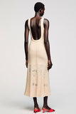 Simple A Line Apricot Midi Wedding Guest Dress