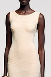 Simple A Line Apricot Midi Wedding Guest Dress
