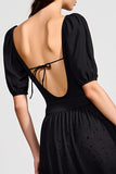 Black A Line Lace Long Wedding Guest Dress