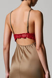 Olive Spaghetti Straps Satin A Line Wedding Guest Dress