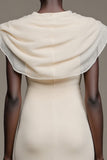 Ivory Mermaid Cape Collar Wedding Guest Dress