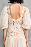 Lace Apricot A Line Midi Wedding Guest Dress
