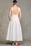 White Scoop Neck A Line Wedding Guest Dress