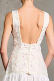 White Scoop Neck A Line Wedding Guest Dress