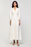 White Simple A Line V Neck Wedding Guest Dress