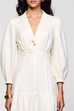 White Simple A Line V Neck Wedding Guest Dress