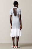Dusty Blue A Line Wedding Guest Dress With Ruffles