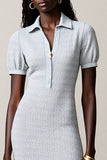 Dusty Blue A Line Wedding Guest Dress With Ruffles