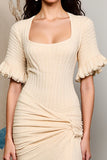 Apricot Mermaid Ruched Wedding Guest Dress