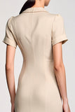 Apricot Notched Lapel Sheath Wedding Guest Dress with Bow