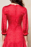 Red A Line 3/4 Sleeve Wedding Guest Dress