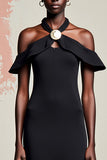 Black Sheath Long Wedding Guest Dress